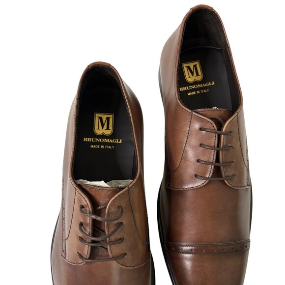 NWOT Bruno Magli Nevil BM600617 Brown Leather Cap Toe Oxfords Shoes Size 11.5 - Picture 8 of 12